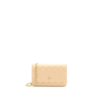 Chanel Classic Wallet On Chain Caviar Beige GHW (Microchip)