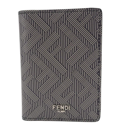 FENDI Shadow Leather Card Holder Gray