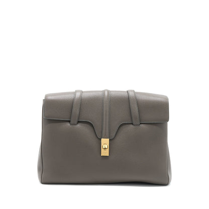 Celine Medium Soft 16 Purse Grained Calfskin Dark Grey
