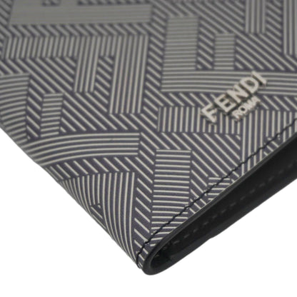 FENDI Shadow Leather Card Holder Gray
