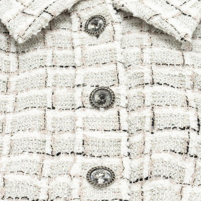 Chanel size 34 22C Tweed Short Jacket Light Grey/White/Black