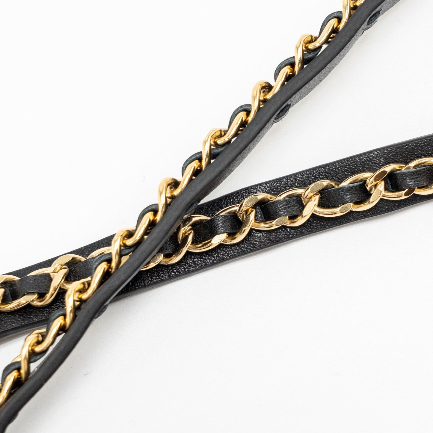 Chanel Size 75 Chain Belt with Bow Leather Black GHW