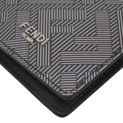 FENDI Shadow Leather Card Holder Gray