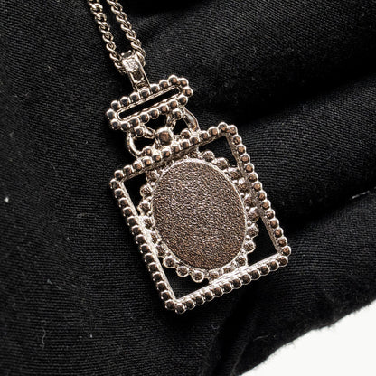 Chanel No.5 Perfume Bottle Necklace Crystal/Leather Light Gold Tone