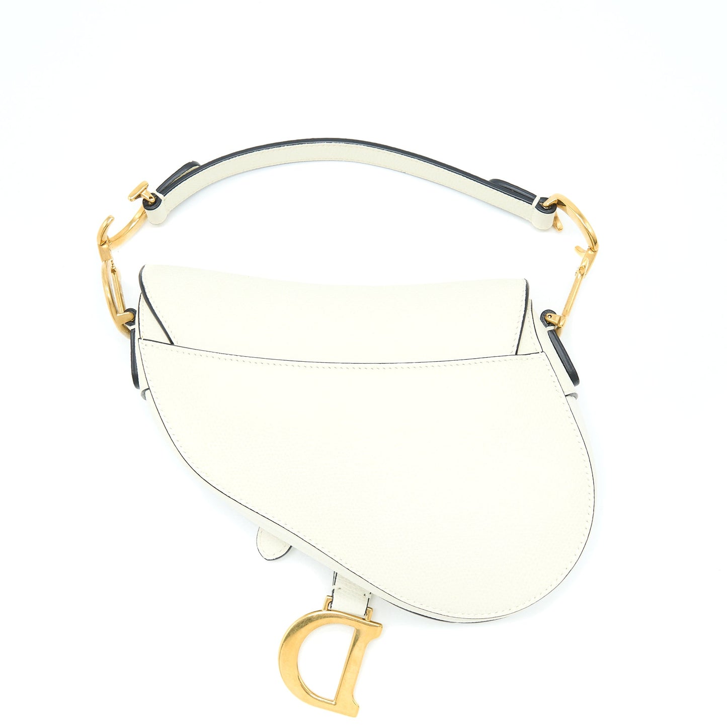 Dior Mini Saddle Purse Grained Calfskin White