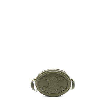 Celine Crossbody Oval Purse Calfskin Olive Green