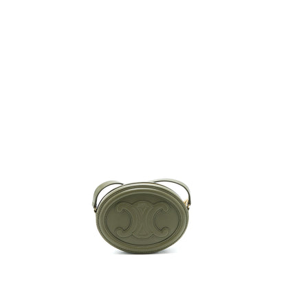 Celine Crossbody Oval Purse Calfskin Olive Green