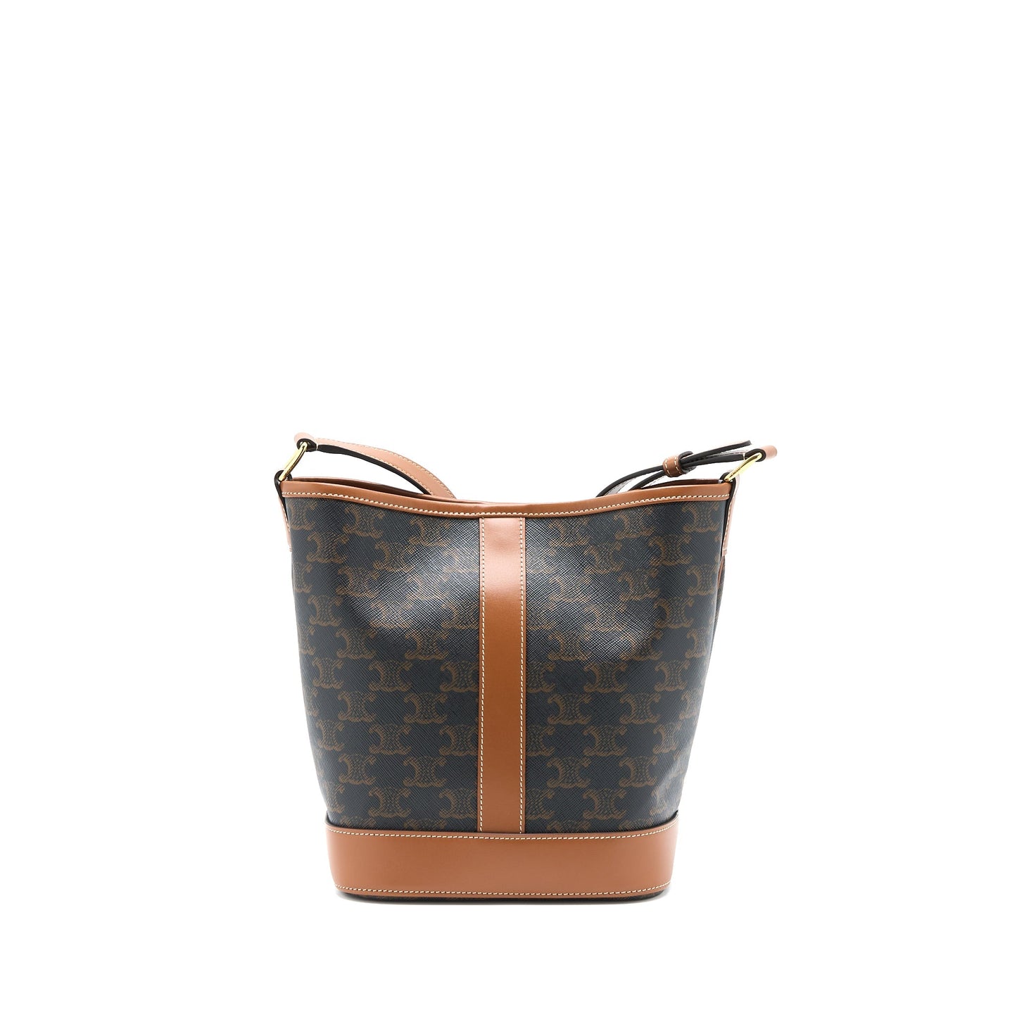 Celine Small Bucket Purse Triomphe Canvas/Leather Tan