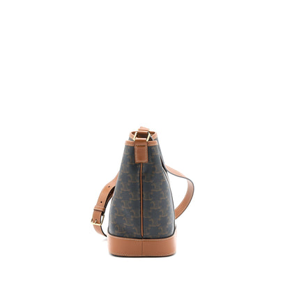 Celine Small Bucket Purse Triomphe Canvas/Leather Tan