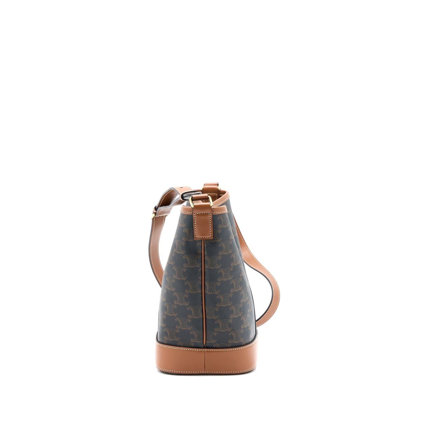 Celine Small Bucket Purse Triomphe Canvas/Leather Tan
