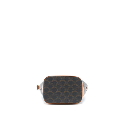 Celine Small Bucket Purse Triomphe Canvas/Leather Tan
