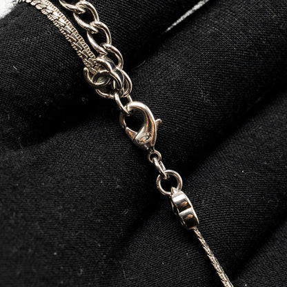 Chanel Mini CC logo 7 motif necklace silver tone