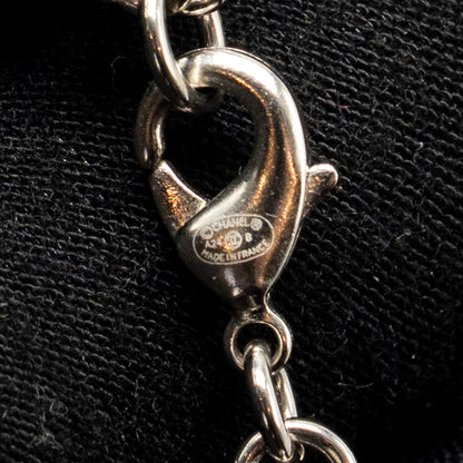 Chanel Mini CC logo 7 motif necklace silver tone