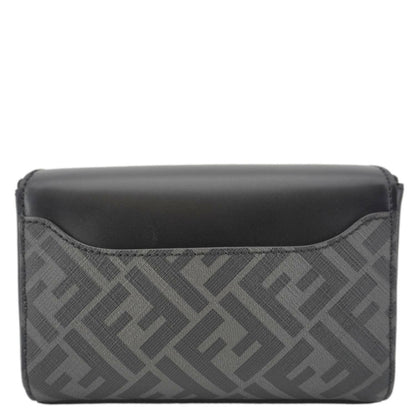 FENDI FF Squared Compact FF Canvas Shoulder Bag Black