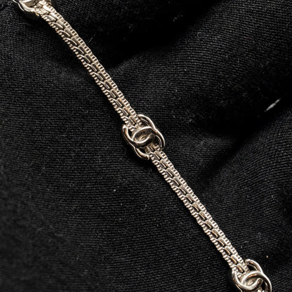 Chanel Mini CC logo 7 motif necklace silver tone
