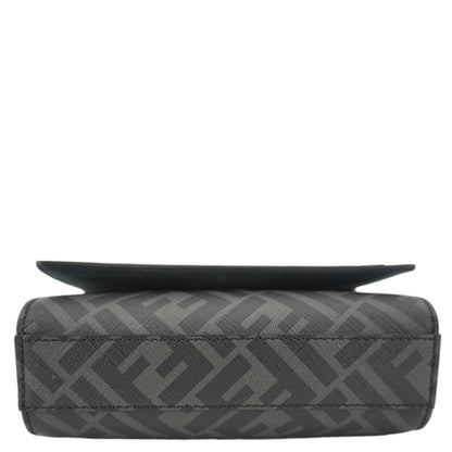 FENDI FF Squared Compact FF Canvas Shoulder Bag Black