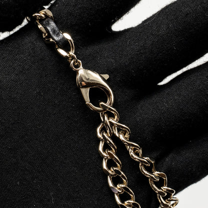 Chanel CC Leather Chain with Pearl Waist Chain Belt Black Light Gold Tone