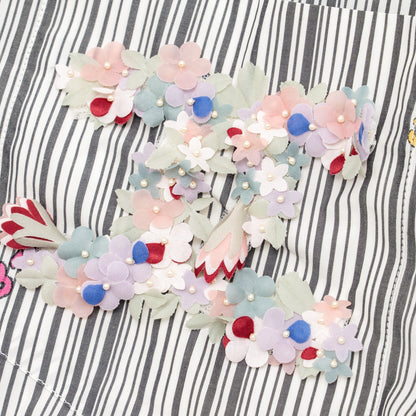 Chanel Size 36 23C Detailed Flower CC Blouse Cotton White/Black/Multicolour