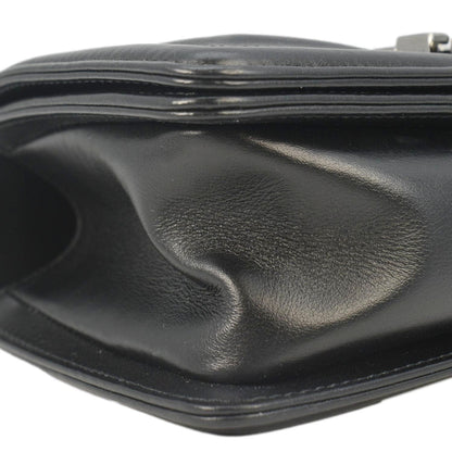 CHANEL Boy Small Leather Shoulder Bag Black