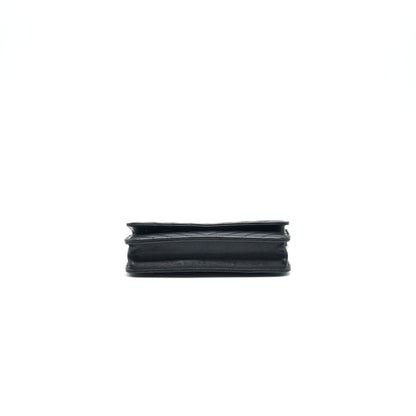 CHANEL CHEVRON WALLET ON CHAIN LAMBSKIN BLACK WITH GHW