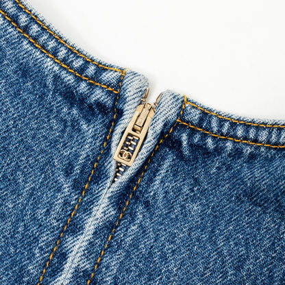 Chanel Size 34 22K Detailed Button Denim Dress Cotton Blue