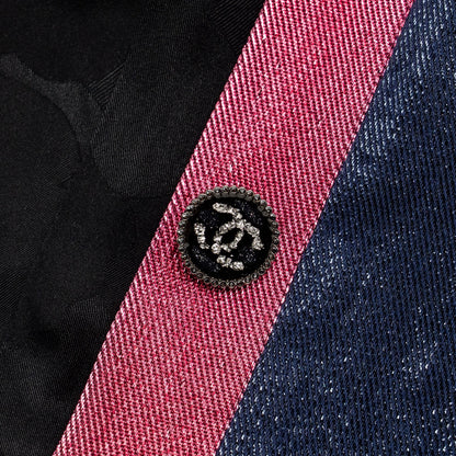 Chanel Size 36 22K CC Button Top Wool/Polyamide Metallic Navy Blue/Pink