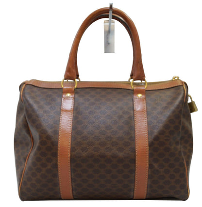 Celine Macadam Pattern PVC Leather Brown Satchel Bag