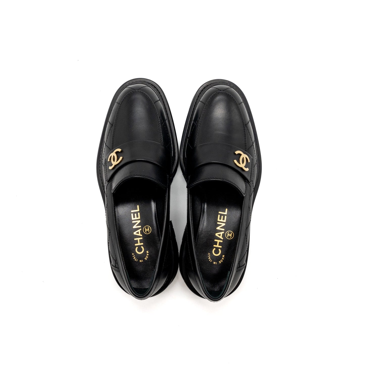 Chanel size 36.5 CC logo loafer black GHW