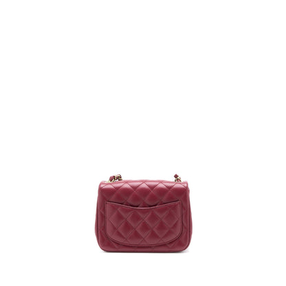 Chanel 22A Mini Square Flap Bag Lambskin Burgundy LGHW (Microchip)