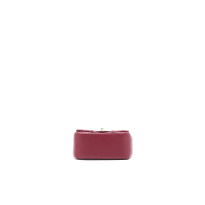 Chanel 22A Mini Square Flap Bag Lambskin Burgundy LGHW (Microchip)