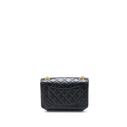 Chanel Mini 2.55 Reissue Flap Bag Aged Calfskin Black Brushed GHW (Microchip)
