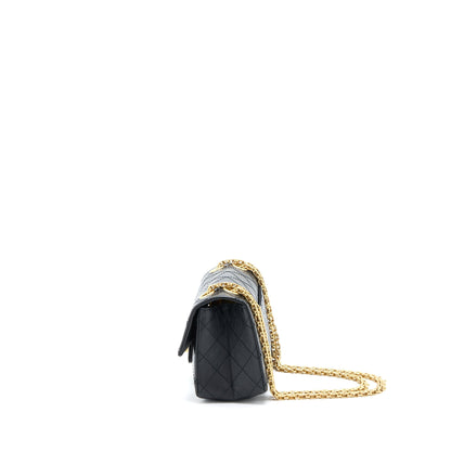 Chanel Mini 2.55 Reissue Flap Bag Aged Calfskin Black Brushed GHW (Microchip)