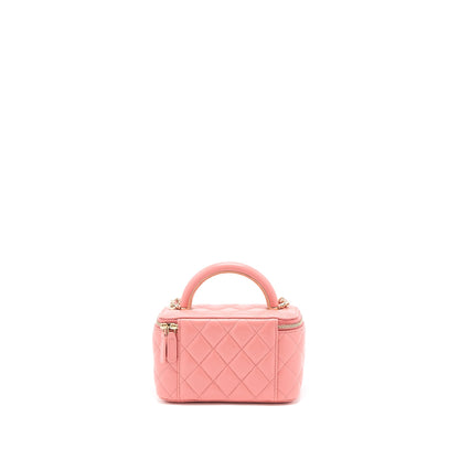 Chanel 22A Top Handle Long Vanity Case Lambskin Pink LGHW (Microchip)