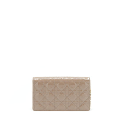 Dior Lady Dior Pouch Patent Calfskin Warm Taupe