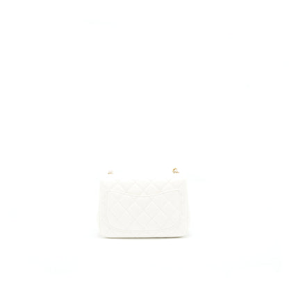 Chanel 21B Pearl Crush Square mini flap Bag White GHW