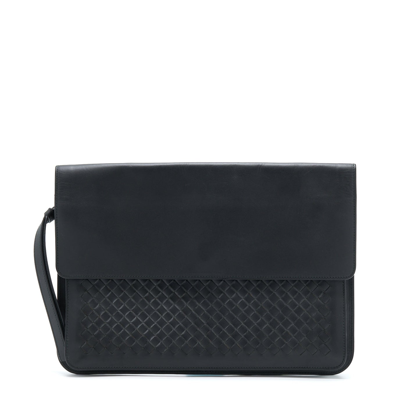 Bottega Veneta Menâs Pouch Intrecciate Black With Black Hardware