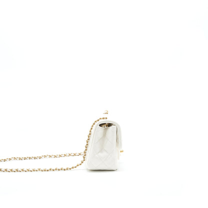 Chanel 21B pearl crush Mini Square flap Bag White GHW