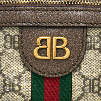 Balenciaga X Gucci Bowling Purse Canvas/Leather Brown Brushed