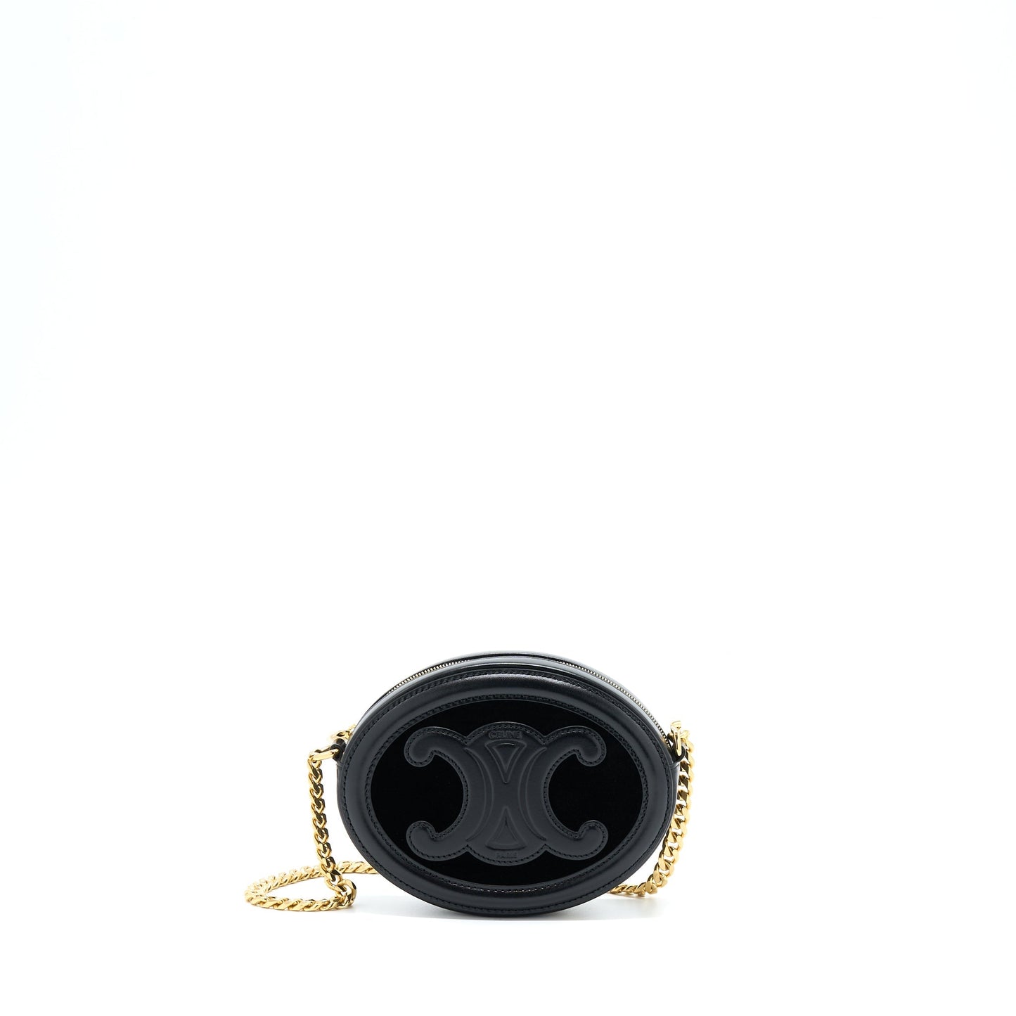 Celine Oval Purse Cuir Triomphe Calfskin/Velvet with Chain