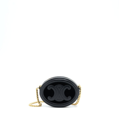 Celine Oval Purse Cuir Triomphe Calfskin/Velvet with Chain