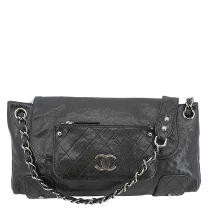 CHANEL Pocket in The City Caviar Leather Shoulder Bag Black