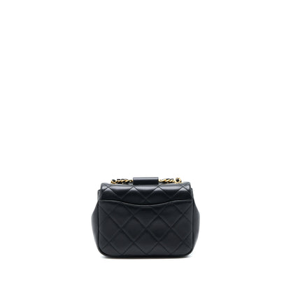 Chanel Circular Handle Quilted Flap Bag Lambskin Black Brushed GHW