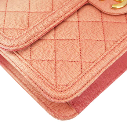 CHANEL Sunset On The Sea Flap Caviar Leather Shoulder Bag Coral