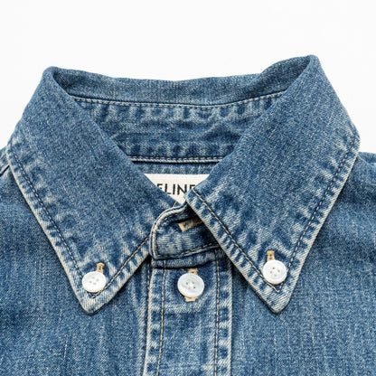Celine Size Cropped Shirt Cotton in Union Ocean Wash Denim Blue