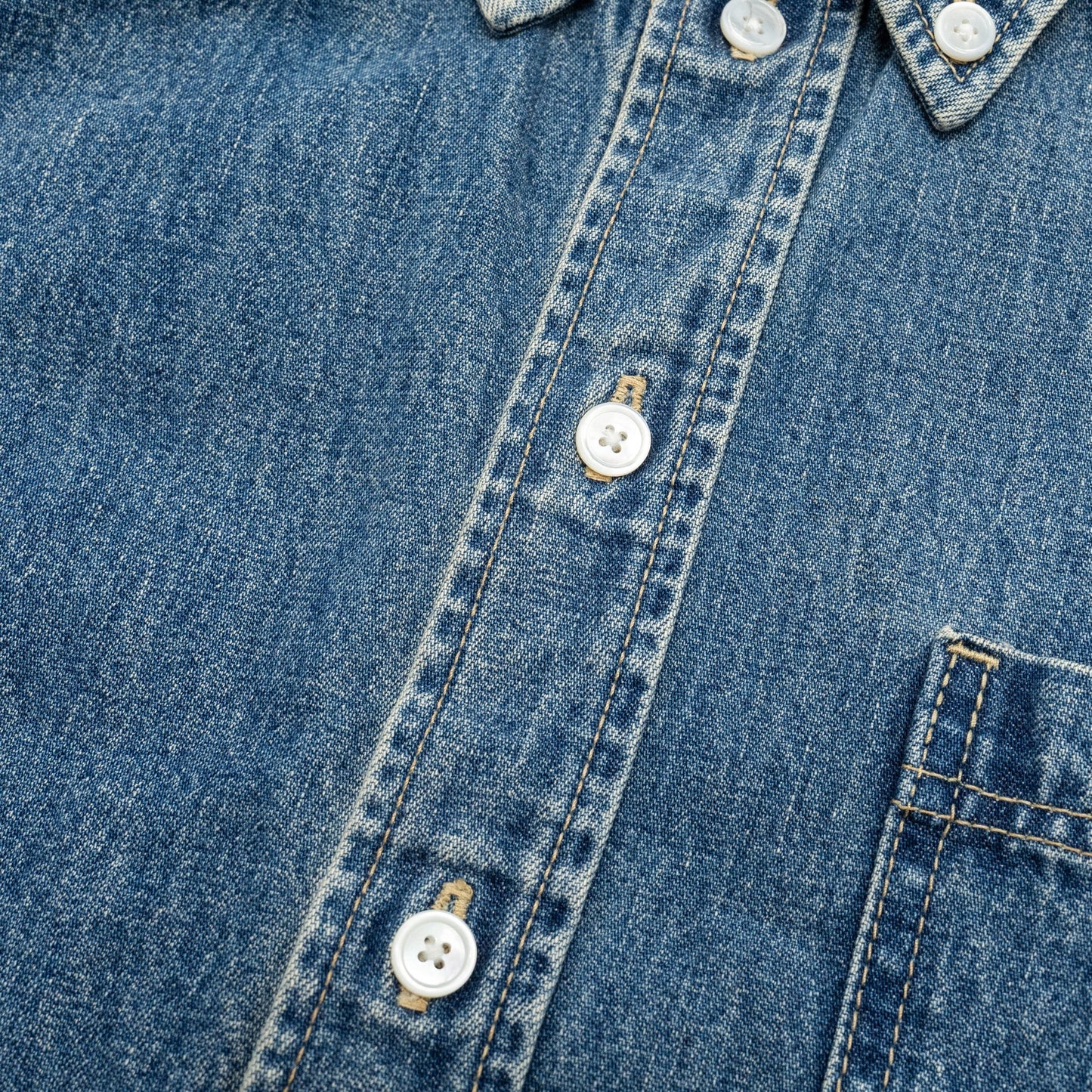 Celine Size Cropped Shirt Cotton in Union Ocean Wash Denim Blue