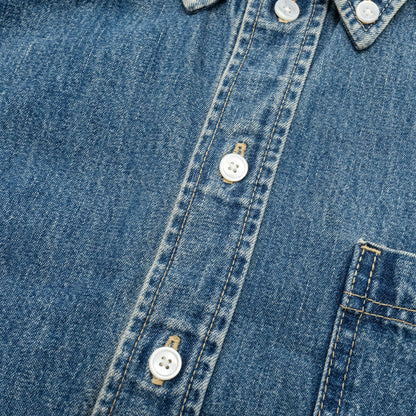 Celine Size Cropped Shirt Cotton in Union Ocean Wash Denim Blue