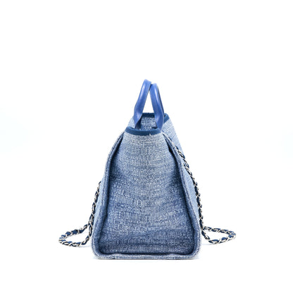 Chanel Deauville Tote Tweed Light Blue SHW