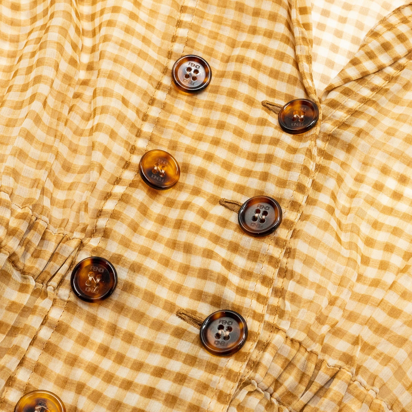 Fendi Size IT42 Checked Mini Dress Silk Beige
