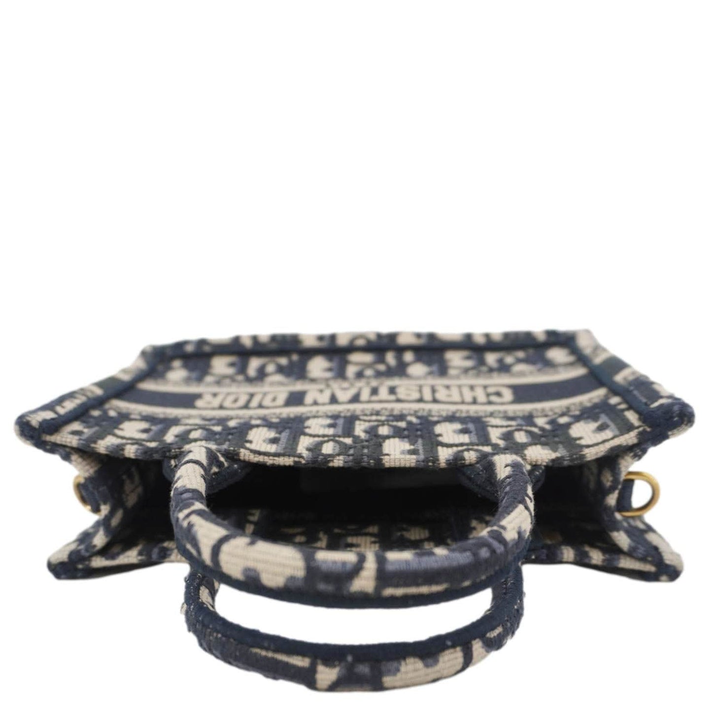 CHRISTIAN DIOR Book Mini Oblique Embroidery Canvas Shoulder Bag Blue
