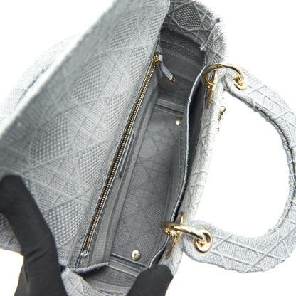 Christian Dior Cannage Canvas Medium Lady Dior Grey